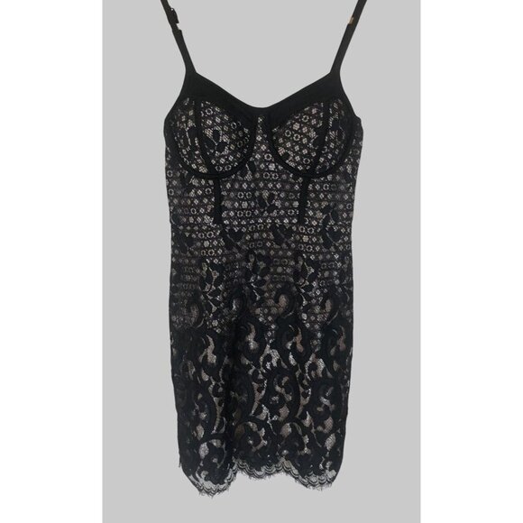 Guess Black Lace Bustier Mini Dress Womens S Date Night Evening Cocktail Party - Picture 1 of 10